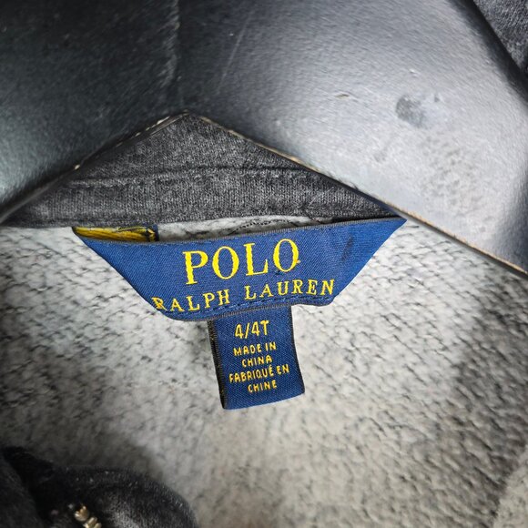 POlo Ralph Lauren Dark Gray Logo Full Zip Fleece Lined Hoodie Sweater - Picture 7 of 8
